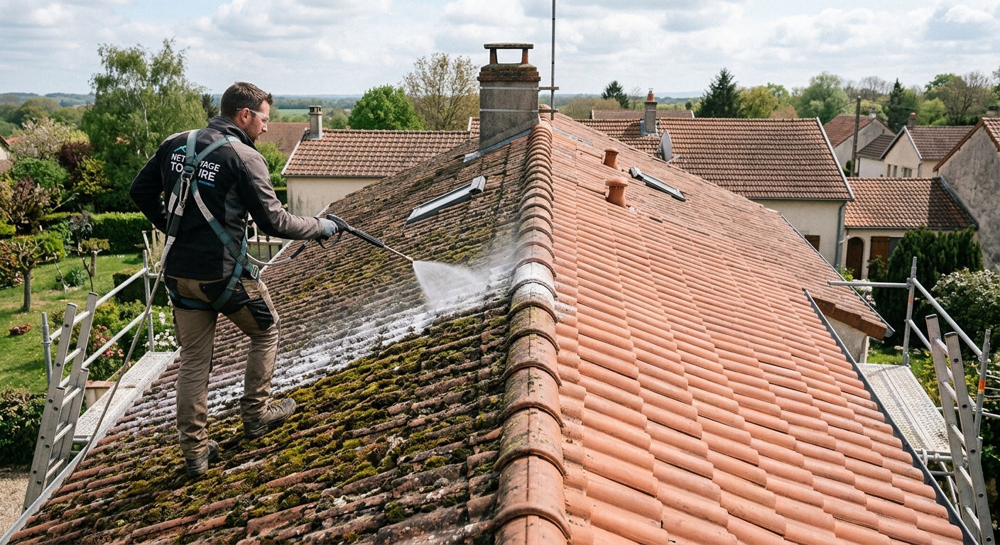 D&eacute;moussage et nettoyage de toiture