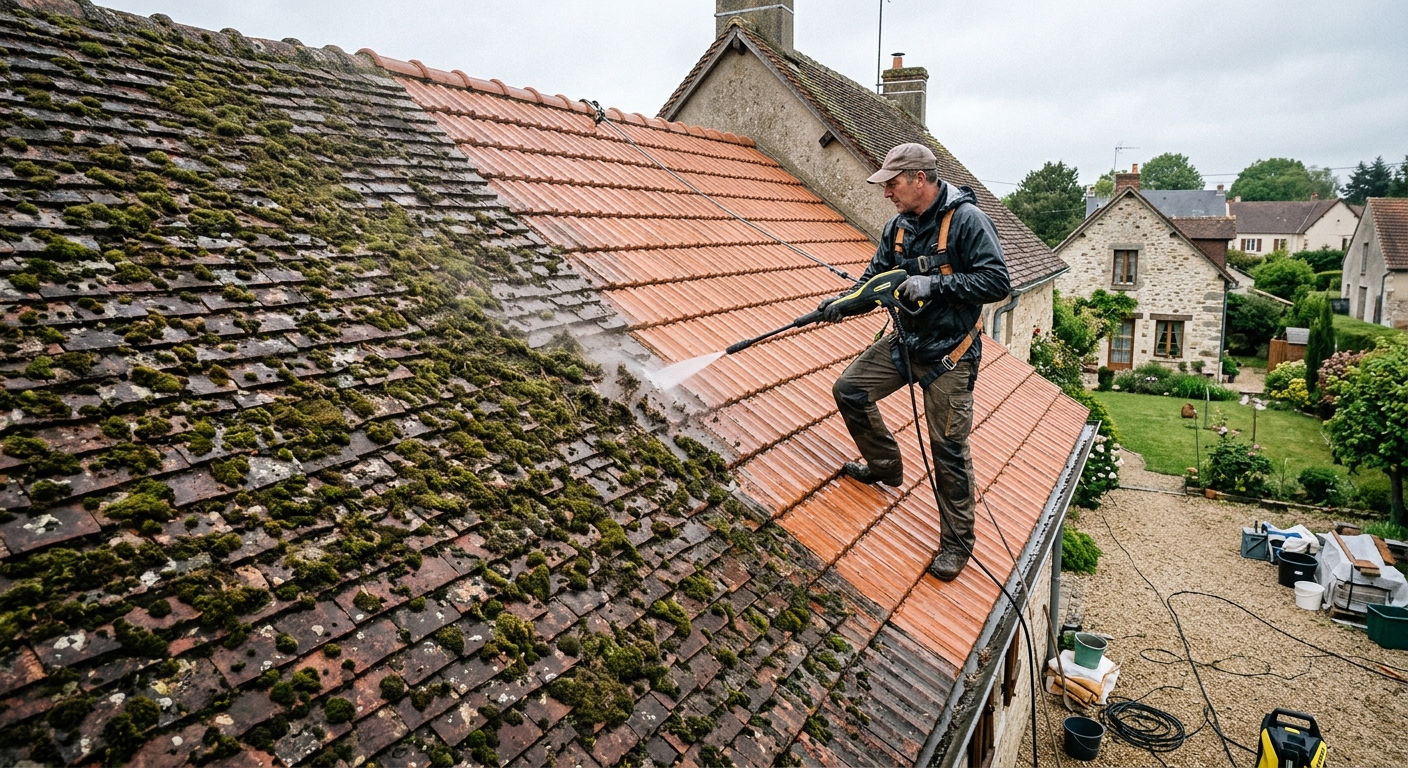 Traitement hydrofuge et d&eacute;moussage en profondeur