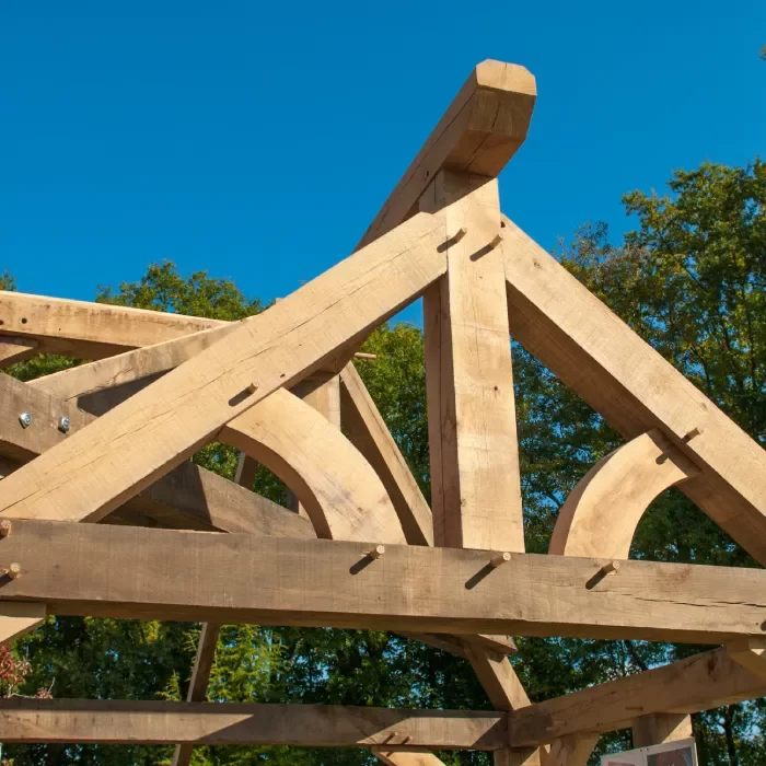 Charpente en bois saine et trait&eacute;e sous une toiture